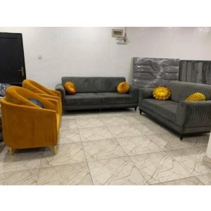 Elegant 8-Seater Fabric Sofa Set – Includes 2 Three-Seaters & 2 Armchairs with Spring Cushions - FFC1