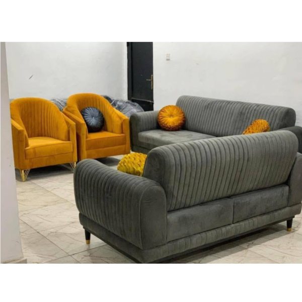 Elegant 8-Seater Fabric Sofa Set – Includes 2 Three-Seaters & 2 Armchairs with Spring Cushions - FFC1 - Image 4