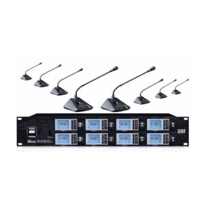 BNK BK-6666 4-Channel Wireless Gooseneck Conference Microphone System with LCD Display and Metal Receiver