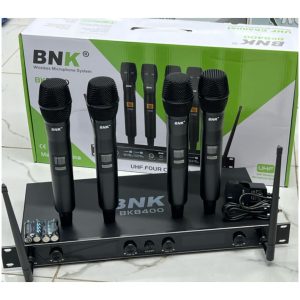 BNK BK8400 4-in-1 UHF Wireless Microphone System with 4 Handheld Mics, LCD Display & Long-Range Reception