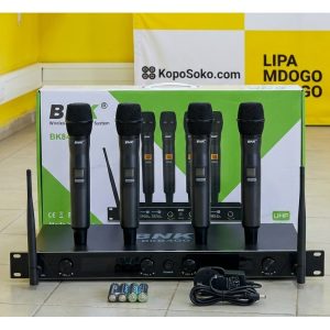 BNK BK8400 4-in-1 UHF Wireless Microphone System with 4 Handheld Mics, LCD Display & Long-Range Reception