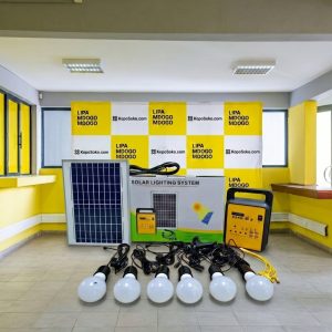 6-Bulb Solar Lighting Kit with Mobile Charging Station