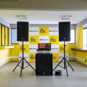 Complete Public Address System with Bass, Tops, Amplifier & Wireless Mics (200+ People)