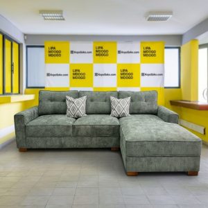 Premium 5-Seater Chenille L-Shaped Spring Cushion Sofa - SFA928
