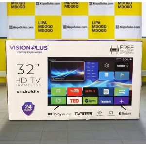 Vision Plus 32 Inch HD Smart Android TV | Frameless Design | Dolby Audio | Built-in Wi-Fi | Bluetooth | DV3/T2-ST | Free Wall Bracket | 1-Year Warranty