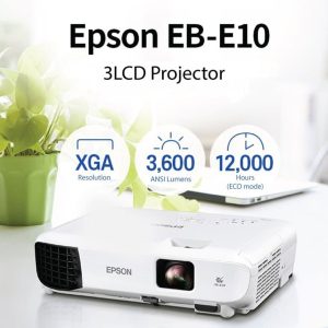 Epson EB-E10 XGA 3LCD Projector – 3,600 Lumens, Up to 12,000-Hour Lamp
